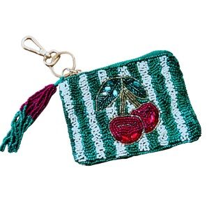 Sincerely Jules Beaded Cherry Coin Pouch Keychain – Viral Beaded Bag Charm